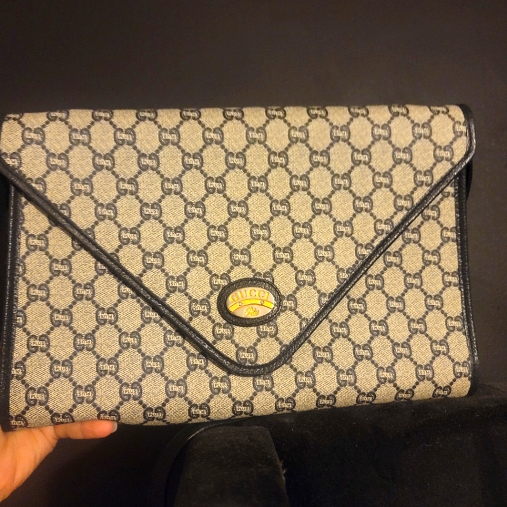 Vintage Gucci  Plus Monogram Clutch. Made To Be Waterproof. Original Certifate